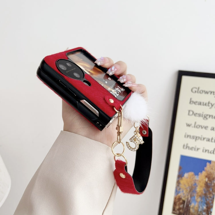 For OPPO Find N3 Flip Plush PC Phone Case with Lanyard(Yellow) - Find N3 Flip Cases by PMC TechLife | Online Shopping South Africa | PMC TechLife