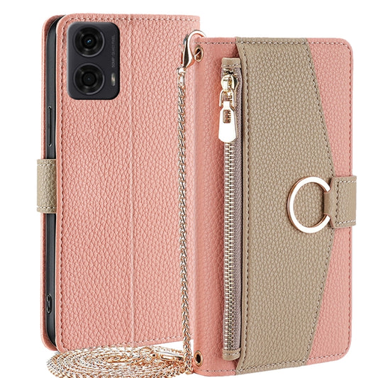 For Motorola Moto G24 4G Crossbody Litchi Texture Leather Phone Case(Pink) - Motorola Cases by PMC Jewellery | Online Shopping South Africa | PMC Jewellery | Buy Now Pay Later Mobicred