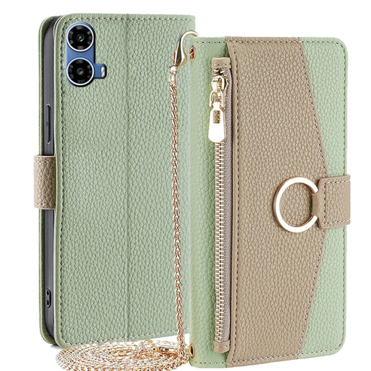 For Motorola Moto G34 5G Crossbody Litchi Texture Leather Phone Case(Green) - Motorola Cases by PMC Jewellery | Online Shopping South Africa | PMC Jewellery | Buy Now Pay Later Mobicred