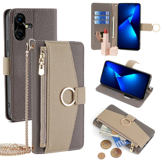 For Tecno Pova Neo 3 Crossbody Litchi Texture Leather Phone Case(Grey) - Tecno Cases by PMC Jewellery | Online Shopping South Africa | PMC Jewellery | Buy Now Pay Later Mobicred