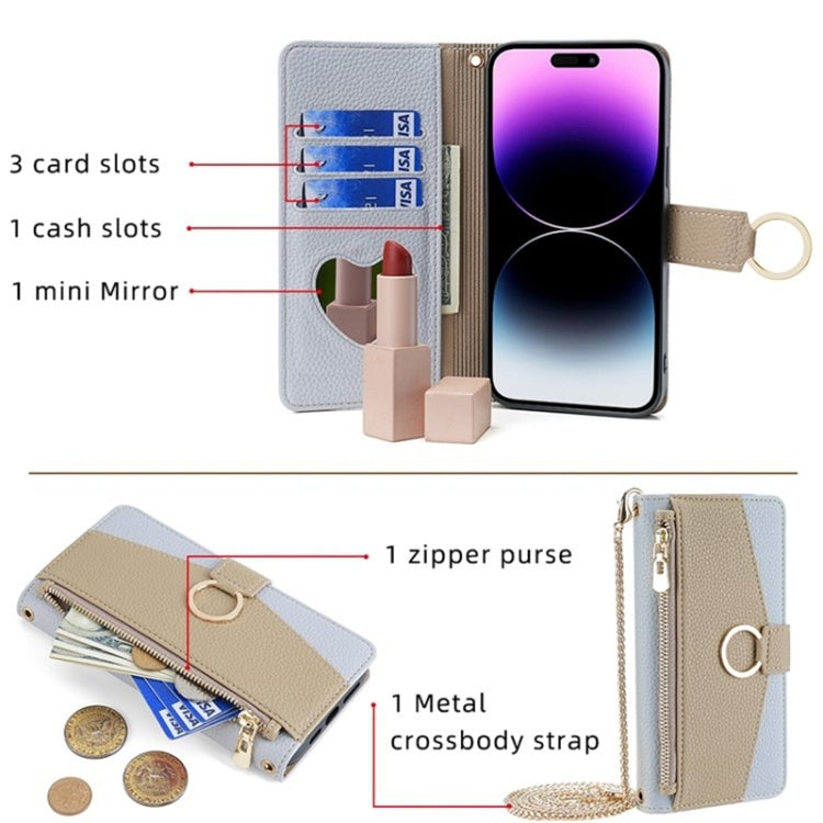 For Honor X7a Crossbody Litchi Texture Leather Phone Case(Blue) - Honor Cases by PMC TechLife | Online Shopping South Africa | PMC TechLife | Buy Now Pay Later Mobicred