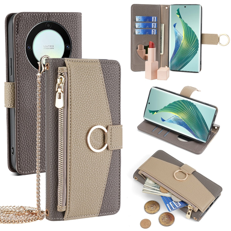 For Honor X9a 5G Crossbody Litchi Texture Leather Phone Case(Grey) - free shipping - PMC TechLife - Order now!