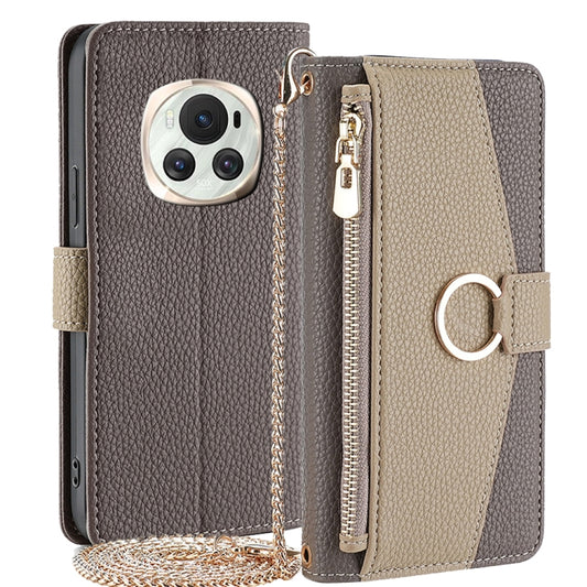 For Honor Magic6 5G Crossbody Litchi Texture Leather Phone Case(Grey) - Honor Cases by PMC Jewellery | Online Shopping South Africa | PMC Jewellery | Buy Now Pay Later Mobicred