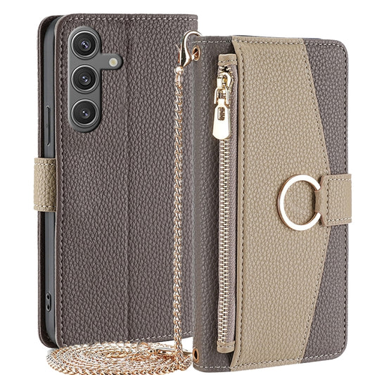 For Samsung Galaxy S24 5G Crossbody Litchi Texture Leather Phone Case(Grey) - Galaxy S24 5G Cases by PMC Jewellery | Online Shopping South Africa | PMC Jewellery | Buy Now Pay Later Mobicred