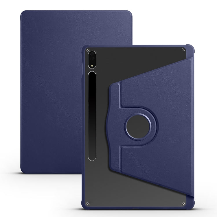 For Samsung Galaxy Tab S10+ / S9+ Acrylic 360 Degree Rotation Holder Tablet Leather Case(Dark Blue) - Galaxy Tab S9+ Cases by PMC Jewellery | Online Shopping South Africa | PMC Jewellery | Buy Now Pay Later Mobicred