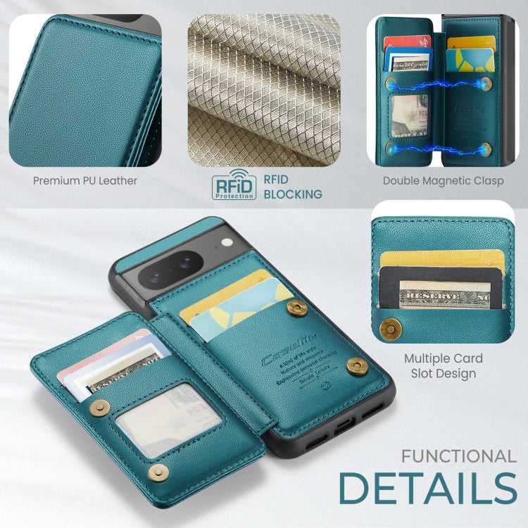 For Google Pixel 8 CaseMe C22 Card Slots Holder RFID Anti-theft Phone Case(Blue Green) - Google Cases by CaseMe | Online Shopping South Africa | PMC Jewellery | Buy Now Pay Later Mobicred