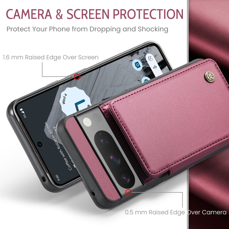 For Google Pixel 8 Pro CaseMe C22 Card Slots Holder RFID Anti-theft Phone Case(Wine Red) - Google Cases by CaseMe | Online Shopping South Africa | PMC Jewellery | Buy Now Pay Later Mobicred