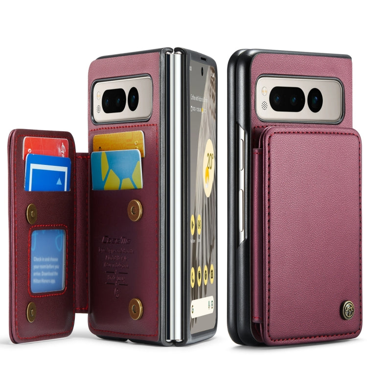 For Google Pixel Fold CaseMe C22 PC+TPU Business Style RFID Anti-theft Leather Phone Case(Wine Red) - Google Cases by CaseMe | Online Shopping South Africa | PMC Jewellery | Buy Now Pay Later Mobicred