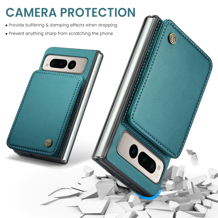 For Google Pixel Fold CaseMe C22 PC+TPU Business Style RFID Anti-theft Leather Phone Case(Blue Green) - Google Cases by CaseMe | Online Shopping South Africa | PMC Jewellery | Buy Now Pay Later Mobicred