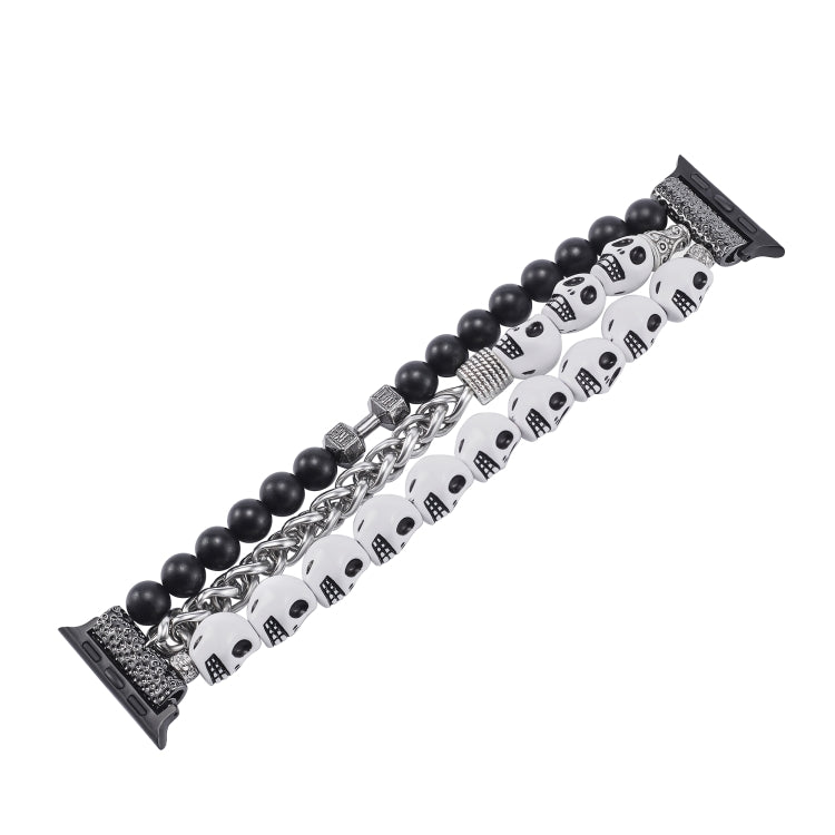 For Apple Watch Series 5 40mm Skull Beaded Watch Band(White) - Watch Bands by PMC TechLife | Online Shopping South Africa | PMC TechLife