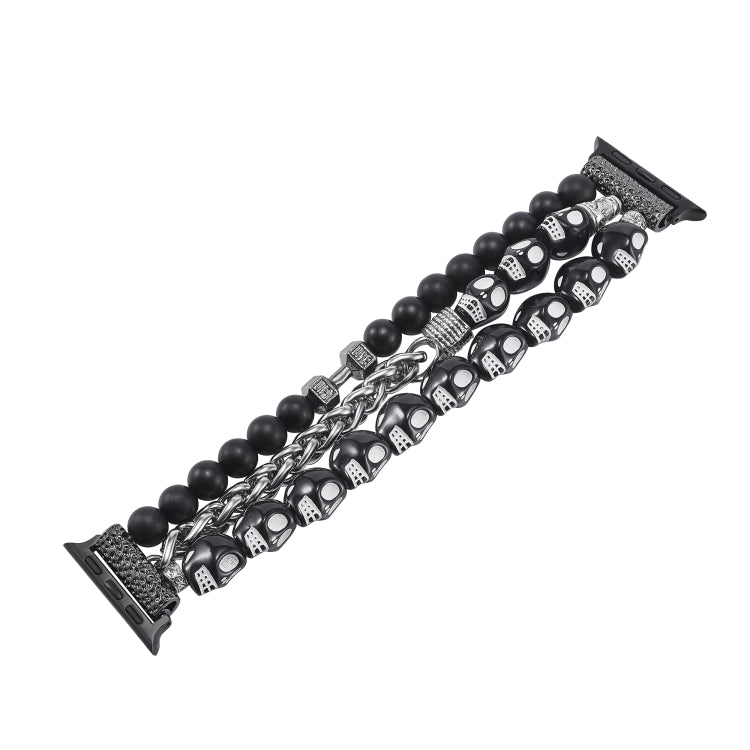 For Apple Watch Series 5 40mm Skull Beaded Watch Band(Black) - Watch Bands by PMC Jewellery | Online Shopping South Africa | PMC Jewellery