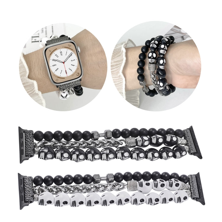 For Apple Watch Series 6 44mm Skull Beaded Watch Band(Black) - Watch Bands by PMC TechLife | Online Shopping South Africa | PMC TechLife