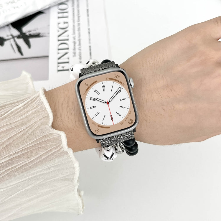 For Apple Watch Series 6 44mm Skull Beaded Watch Band(White) - Watch Bands by PMC TechLife | Online Shopping South Africa | PMC TechLife