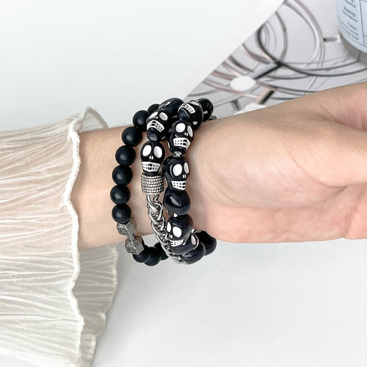 For Apple Watch Series 8 41mm Skull Beaded Watch Band(Black) - free shipping - PMC TechLife - Order now!