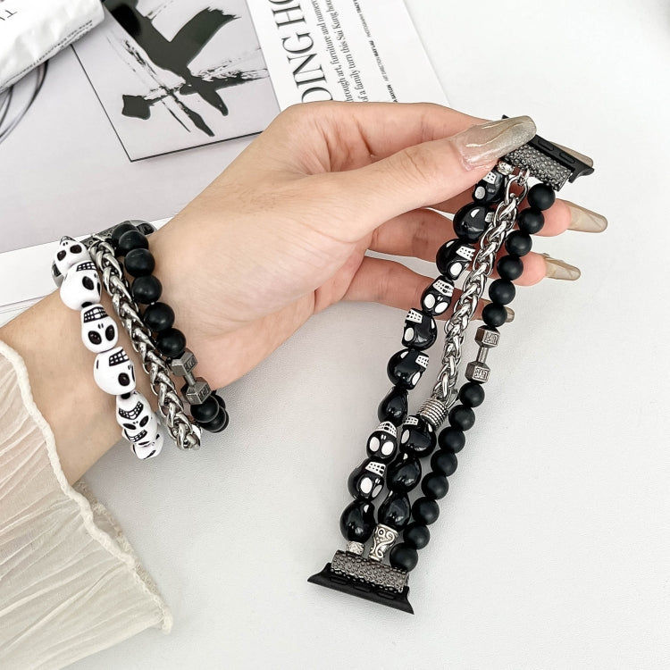 For Apple Watch Series 3 38mm Skull Beaded Watch Band(Black) - Watch Bands by PMC TechLife | Online Shopping South Africa | PMC TechLife