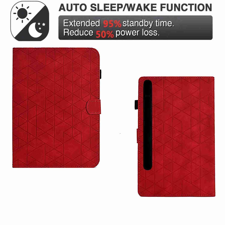 For Samsung Galaxy Tab S9 Rhombus TPU Smart Leather Tablet Case(Red) - Galaxy Tab S9 Cases by PMC Jewellery | Online Shopping South Africa | PMC Jewellery | Buy Now Pay Later Mobicred