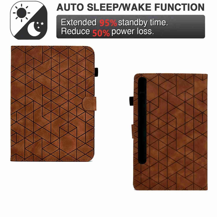 For Samsung Galaxy Tab S9 Rhombus TPU Smart Leather Tablet Case(Brown) - Galaxy Tab S9 Cases by PMC Jewellery | Online Shopping South Africa | PMC Jewellery | Buy Now Pay Later Mobicred