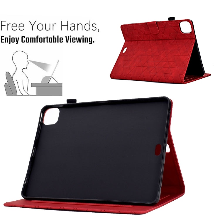 For iPad Pro 11 2024 Rhombus TPU Smart Leather Tablet Case(Red) - iPad Pro 11 2024 Cases by PMC Jewellery | Online Shopping South Africa | PMC Jewellery | Buy Now Pay Later Mobicred