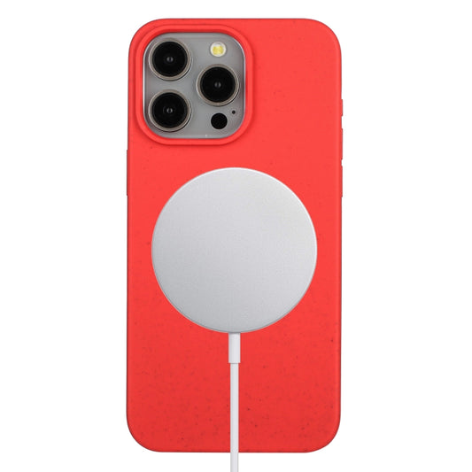 For iPhone 14 Pro Max Wheat MagSafe Magnetic Straw Material + TPU Phone Case(Red) - iPhone 14 Pro Max Cases by PMC Jewellery | Online Shopping South Africa | PMC Jewellery