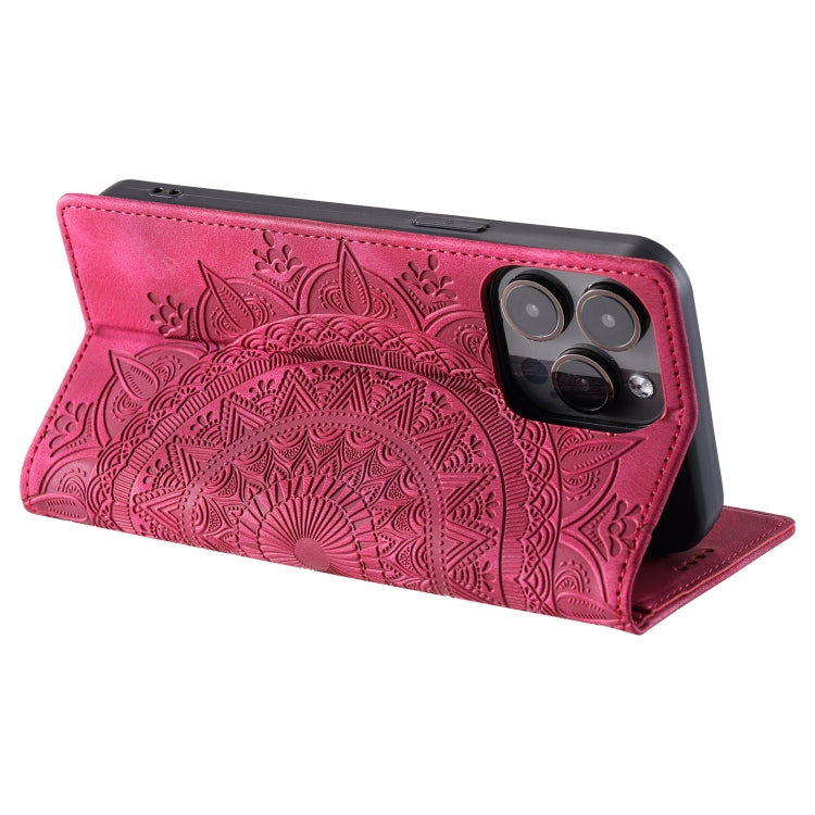 For iPhone 16 Pro Totem Embossed Magnetic Leather Phone Case(Red) - iPhone 16 Pro Cases by PMC TechLife | Online Shopping South Africa | PMC TechLife | Buy Now Pay Later Mobicred