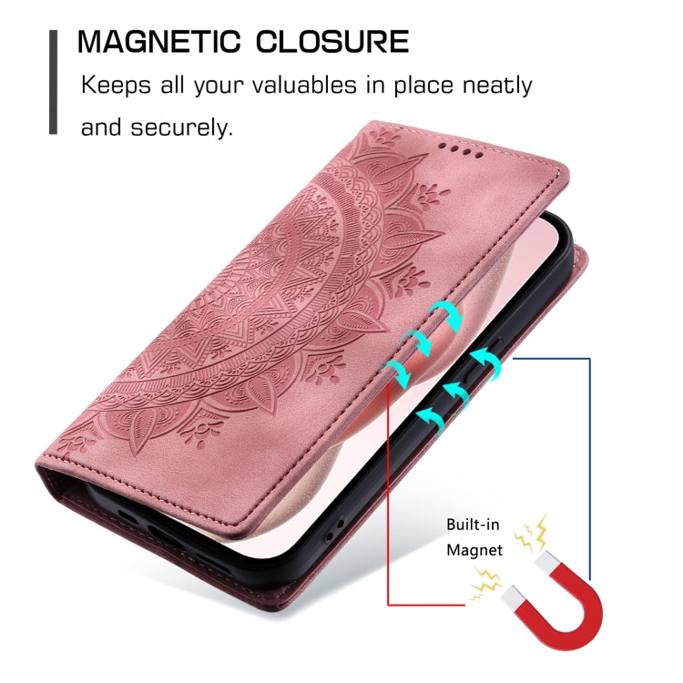 For iPhone 16 Pro Totem Embossed Magnetic Leather Phone Case(Rose Gold) - iPhone 16 Pro Cases by PMC TechLife | Online Shopping South Africa | PMC TechLife | Buy Now Pay Later Mobicred
