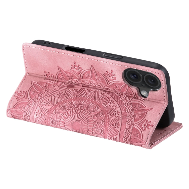 For iPhone 16 Totem Embossed Magnetic Leather Phone Case(Rose Gold) - free shipping - PMC TechLife - Order now!