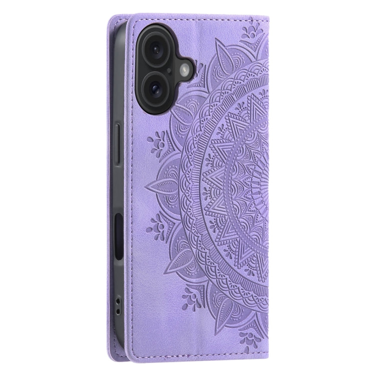 For iPhone 16 Totem Embossed Magnetic Leather Phone Case(Purple) - iPhone 16 Cases by PMC Jewellery | Online Shopping South Africa | PMC Jewellery | Buy Now Pay Later Mobicred