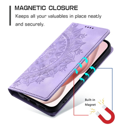 For iPhone 16 Totem Embossed Magnetic Leather Phone Case(Purple) - iPhone 16 Cases by PMC Jewellery | Online Shopping South Africa | PMC Jewellery | Buy Now Pay Later Mobicred