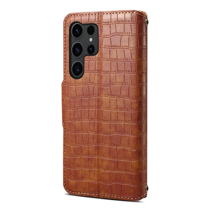 For Samsung Galaxy S24 5G Denior Crocodile Texture Oil Edge Leather Phone Case(Brown) - Galaxy S24 5G Cases by Denior | Online Shopping South Africa | PMC Jewellery | Buy Now Pay Later Mobicred