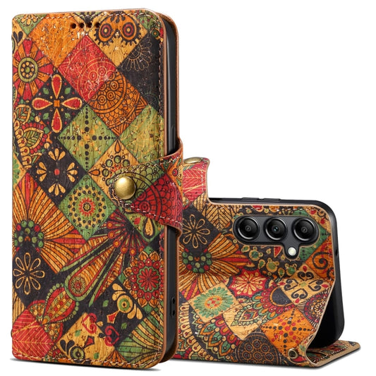 For Samsung Galaxy A24 5G Denior Flower Language Series Cork Fabric Oil Edge Leather Phone Case(Autumn) - Galaxy Phone Cases by Denior | Online Shopping South Africa | PMC Jewellery
