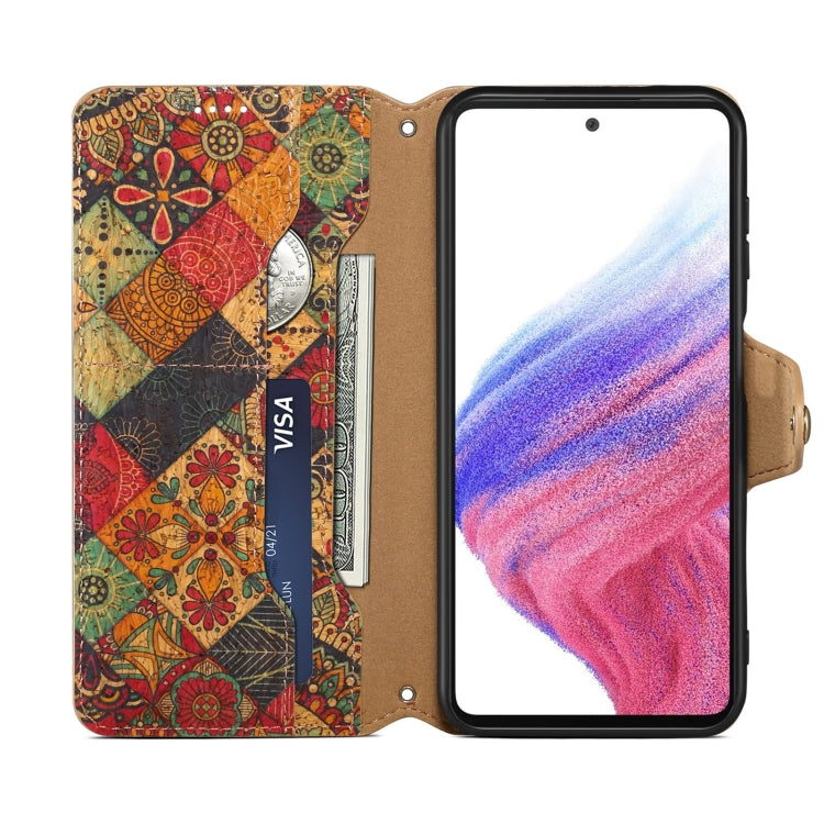 For Samsung Galaxy S24 5G Denior Flower Language Series Cork Fabric Oil Edge Leather Phone Case(Autumn) - Galaxy S24 5G Cases by Denior | Online Shopping South Africa | PMC Jewellery | Buy Now Pay Later Mobicred