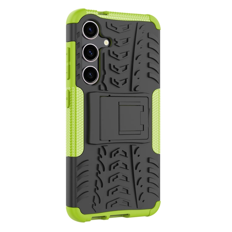 For Samsung Galaxy S24 5G Tire Texture TPU + PC Phone Case with Holder(Green) - Galaxy S24 5G Cases by PMC TechLife | Online Shopping South Africa | PMC TechLife