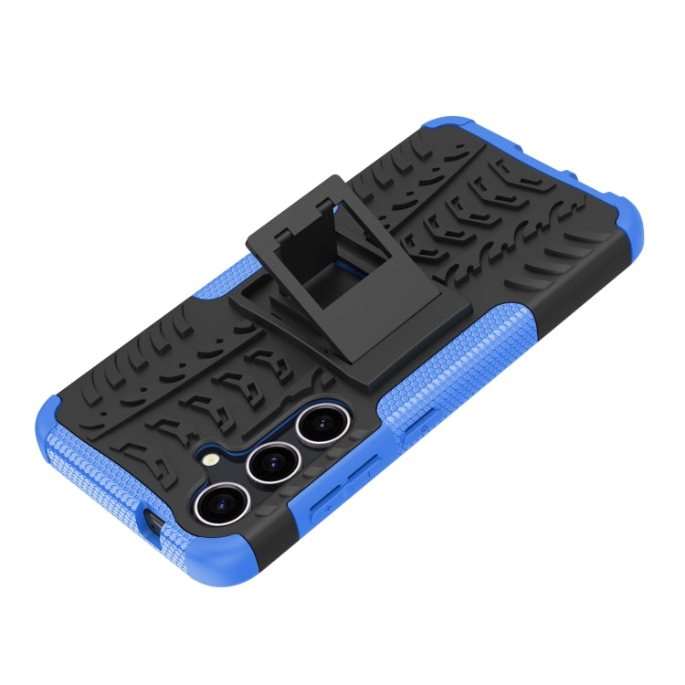 For Samsung Galaxy S24 5G Tire Texture TPU + PC Phone Case with Holder(Blue) - Galaxy S24 5G Cases by PMC Jewellery | Online Shopping South Africa | PMC Jewellery