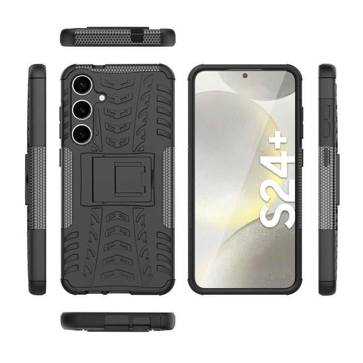 For Samsung Galaxy S24+ Tire Texture TPU + PC Phone Case with Holder(Black) - Galaxy S24+ 5G Cases by PMC TechLife | Online Shopping South Africa | PMC TechLife