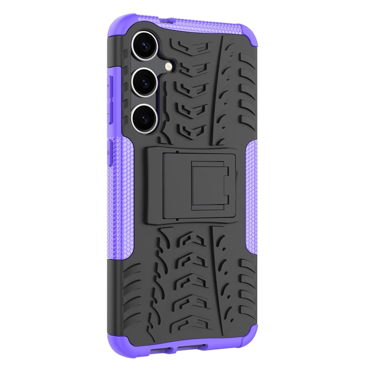 For Samsung Galaxy S24+ Tire Texture TPU + PC Phone Case with Holder(Purple) - Galaxy S24+ 5G Cases by PMC Jewellery | Online Shopping South Africa | PMC Jewellery