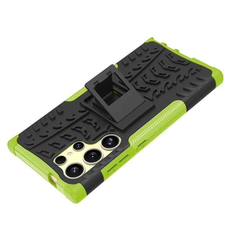 For Samsung Galaxy S24 Ultra 5G Tire Texture TPU + PC Phone Case with Holder(Green) - Galaxy S24 Ultra 5G Cases by PMC TechLife | Online Shopping South Africa | PMC TechLife