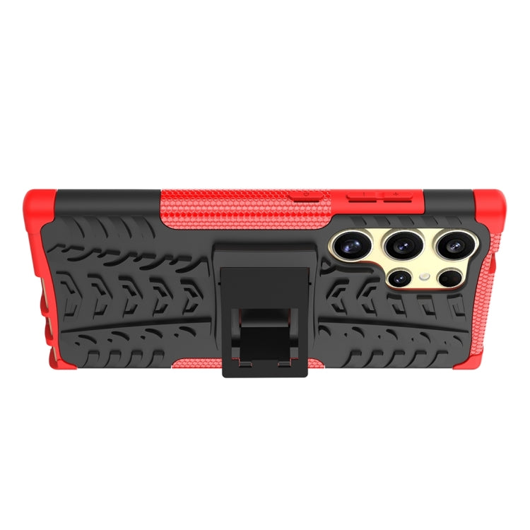 For Samsung Galaxy S24 Ultra 5G Tire Texture TPU + PC Phone Case with Holder(Red) - Galaxy S24 Ultra 5G Cases by PMC Jewellery | Online Shopping South Africa | PMC Jewellery