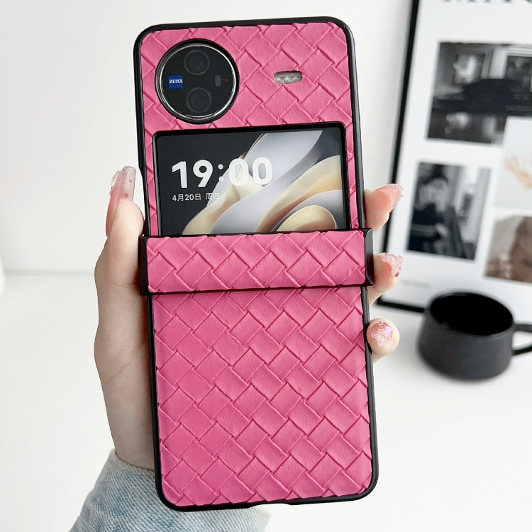 For vivo X Flip Three-piece Set Woven Texture Folding PU Phone Case(Rose Red) - vivo Cases by PMC TechLife | Online Shopping South Africa | PMC TechLife