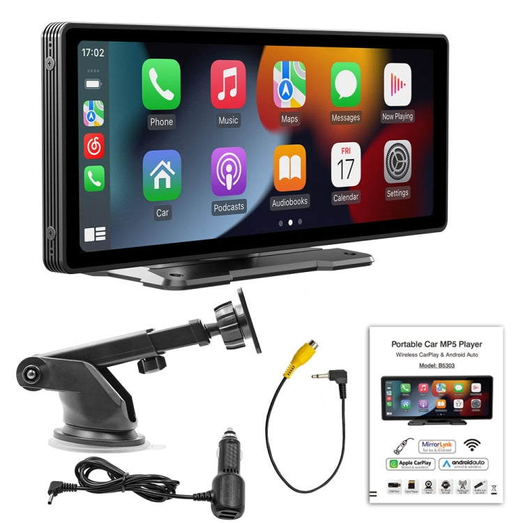 B5303 10.26 inch Portable Car MP5 Player Support CarPlay / Android Auto(Black) - Car MP3 & MP4 & MP5 by PMC TechLife | Online Shopping South Africa | PMC TechLife