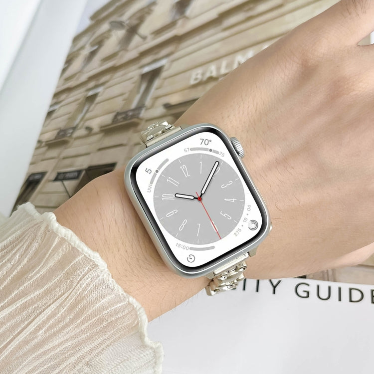 For Apple Watch Series 9 41mm Metal Diamond Bear Chain Watch Band(Silver) - Watch Bands by PMC TechLife | Online Shopping South Africa | PMC TechLife