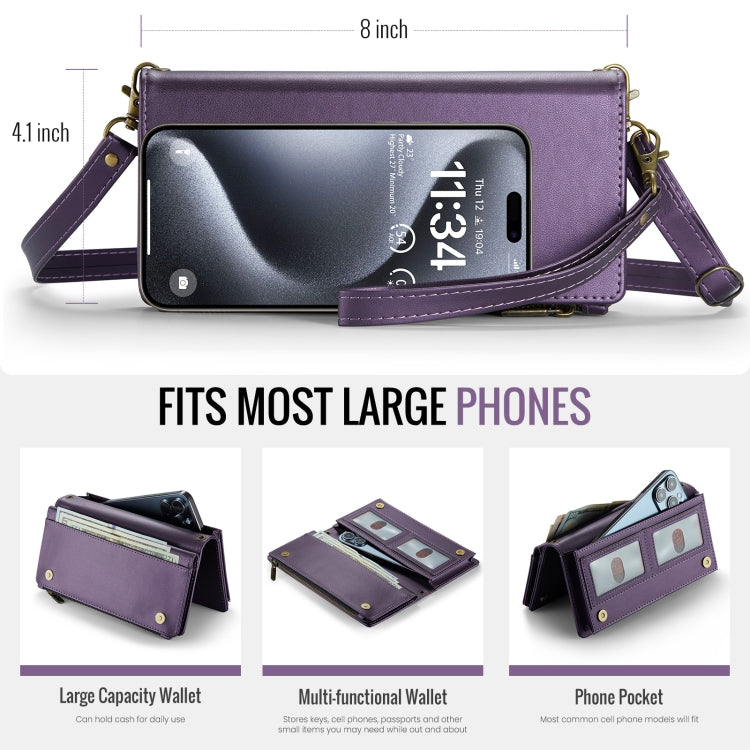 CaseMe ME10 Universal Wallet Phone Case with Lanyard(Purple) - Universal Leather Case by CaseMe | Online Shopping South Africa | PMC Jewellery | Buy Now Pay Later Mobicred