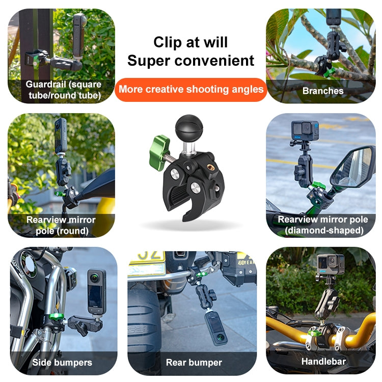 RUIGPRO Crab Clamp Action Camera Bracket 3-claw Ball Head Mount - free shipping - PMC TechLife - Order now!