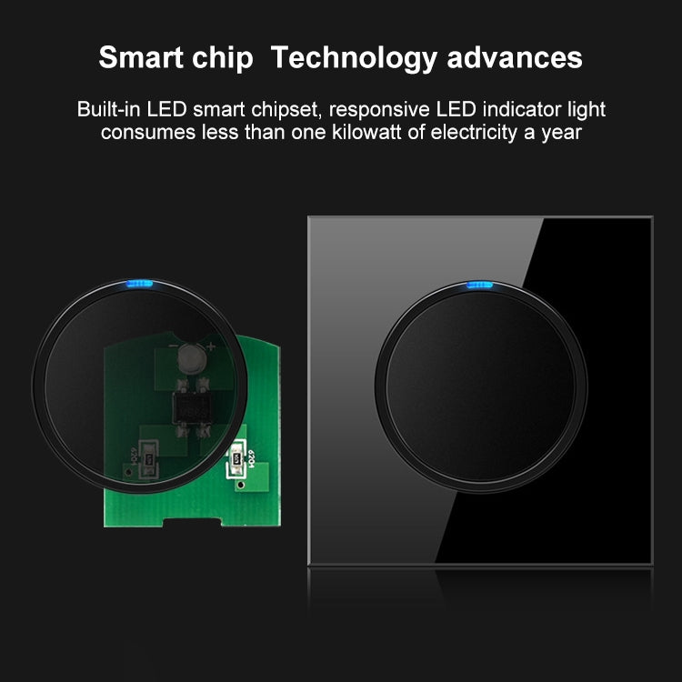 86mm Round LED Tempered Glass Switch Panel, Black Round Glass, Style:Four Billing Control -  by PMC Jewellery | Online Shopping South Africa | PMC Jewellery | Buy Now Pay Later Mobicred