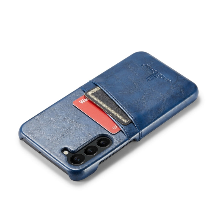 For Samsung Galaxy S24+ 5G Fierre Shann Oil Wax Texture Leather Phone Case with Card Slots(Blue) - Galaxy S24+ 5G Cases by FIERRE SHANN | Online Shopping South Africa | PMC Jewellery | Buy Now Pay Later Mobicred