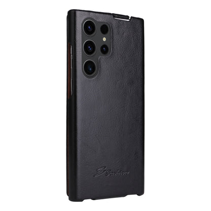 For Samsung Galaxy S24 Ultra 5G Fierre Shann 64 Texture Vertical Flip PU Leather Phone Case(Black) - Galaxy S24 Ultra 5G Cases by FIERRE SHANN | Online Shopping South Africa | PMC Jewellery | Buy Now Pay Later Mobicred