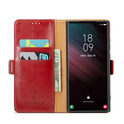 For Samsung Galaxy S24 Ultra 5G Fierre Shann PU Genuine Leather Texture Phone Case(Red) - Galaxy S24 Ultra 5G Cases by FIERRE SHANN | Online Shopping South Africa | PMC Jewellery | Buy Now Pay Later Mobicred