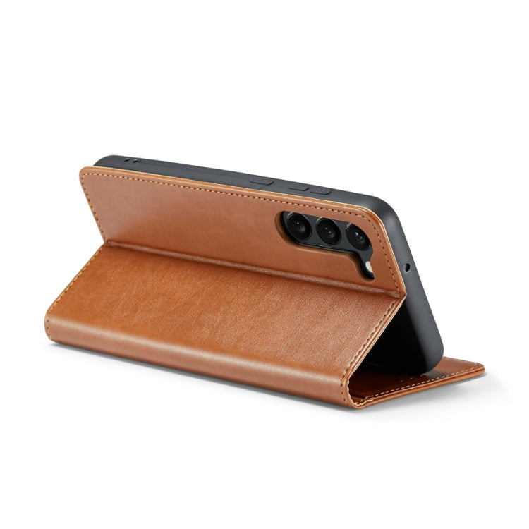 For Samsung Galaxy S24+ 5G Fierre Shann PU Genuine Leather Texture Phone Case(Brown) - Galaxy S24+ 5G Cases by FIERRE SHANN | Online Shopping South Africa | PMC Jewellery | Buy Now Pay Later Mobicred