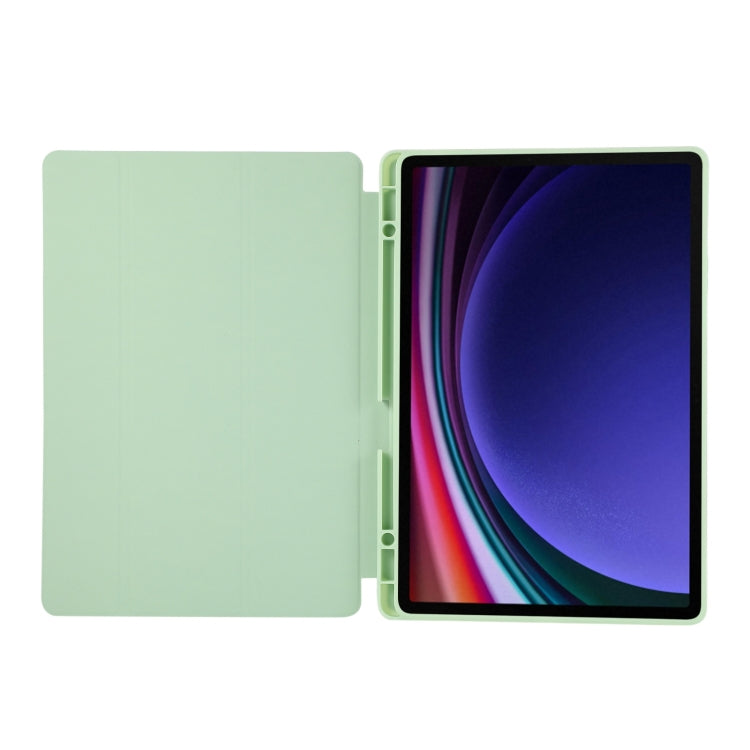 For Samsung Galaxy Tab S9 FE+ 3-Fold Pure Color TPU Leather Tablet Case with Pen Slot(Green) - Galaxy Tab S9 FE+ by PMC Jewellery | Online Shopping South Africa | PMC Jewellery | Buy Now Pay Later Mobicred