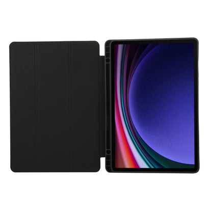 For Samsung Galaxy Tab S9 3-Fold Pure Color TPU Leather Tablet Case with Pen Slot(Black) - Galaxy Tab S9 Cases by PMC Jewellery | Online Shopping South Africa | PMC Jewellery