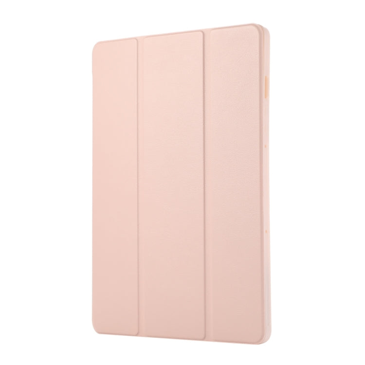 For Samsung Galaxy Tab S9 3-Fold Pure Color TPU Leather Tablet Case with Pen Slot(Pink) - Galaxy Tab S9 Cases by PMC Jewellery | Online Shopping South Africa | PMC Jewellery